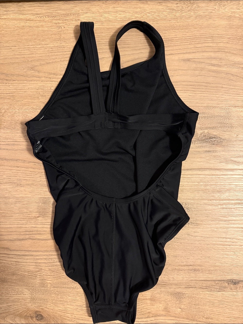 Nike Black Athletic One-Piece Swim Suit with White Swoosh - Picture 3 of 7